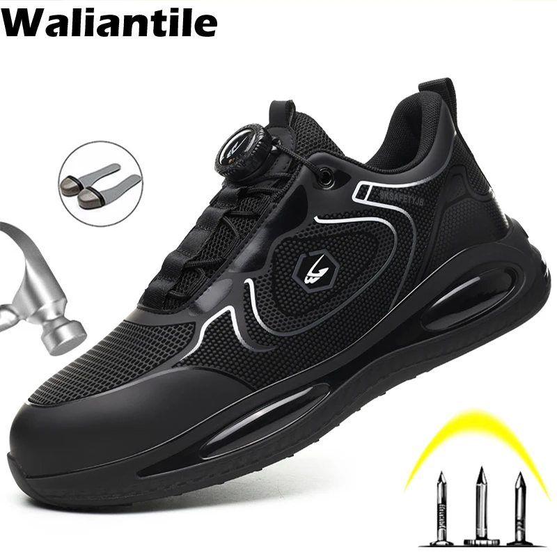 

Waliantile Quality Work Safety Shoes Men Breathable Anti-smashing Industrial Working Boots Puncture Proof Indestructible Shoes