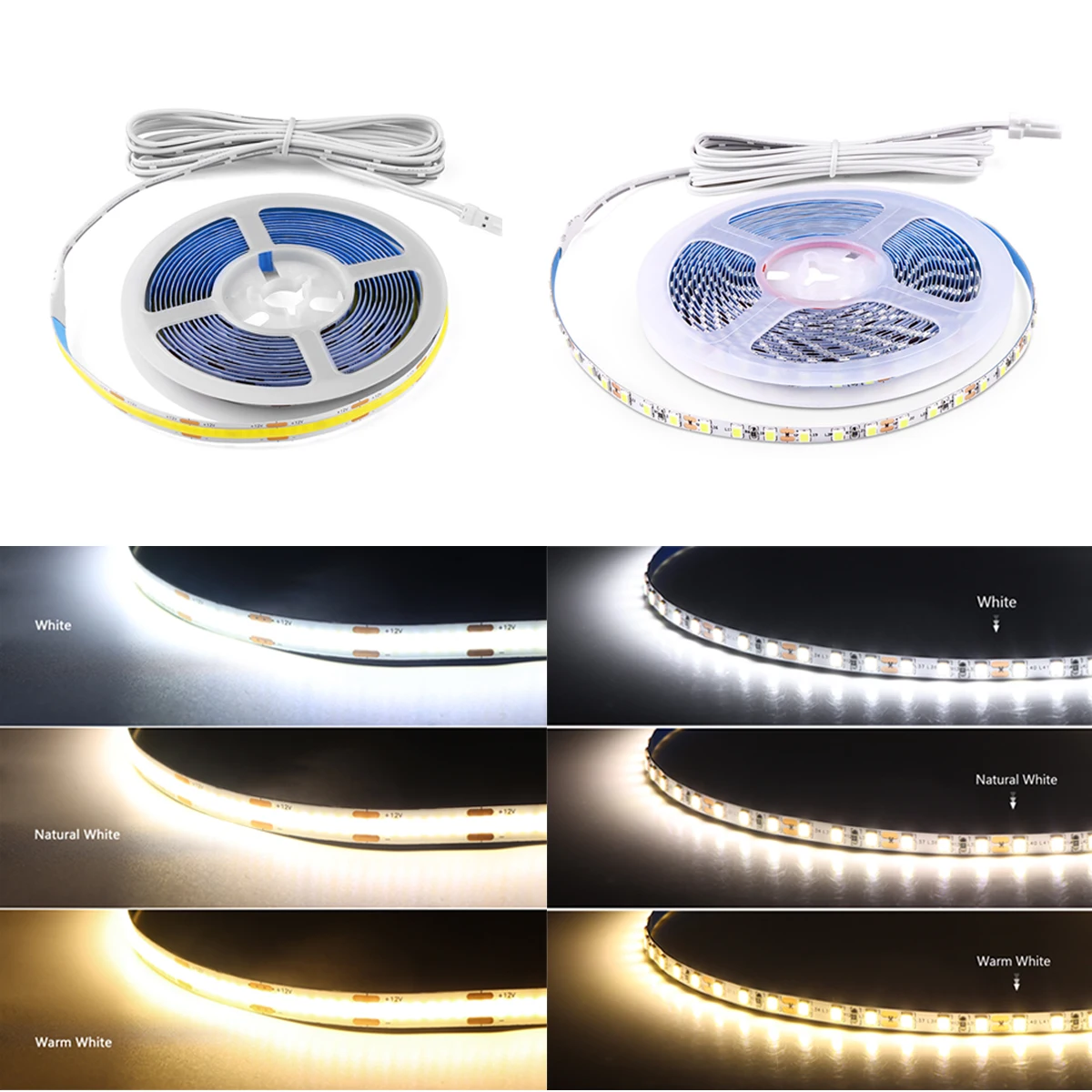 DC12V LED Strip COB 320LEDs/M,2835SMD 120LEDs/m Flexible Lamp Tape Double Layer Copper PCB Ribbon Cabinet Showcase Backlight