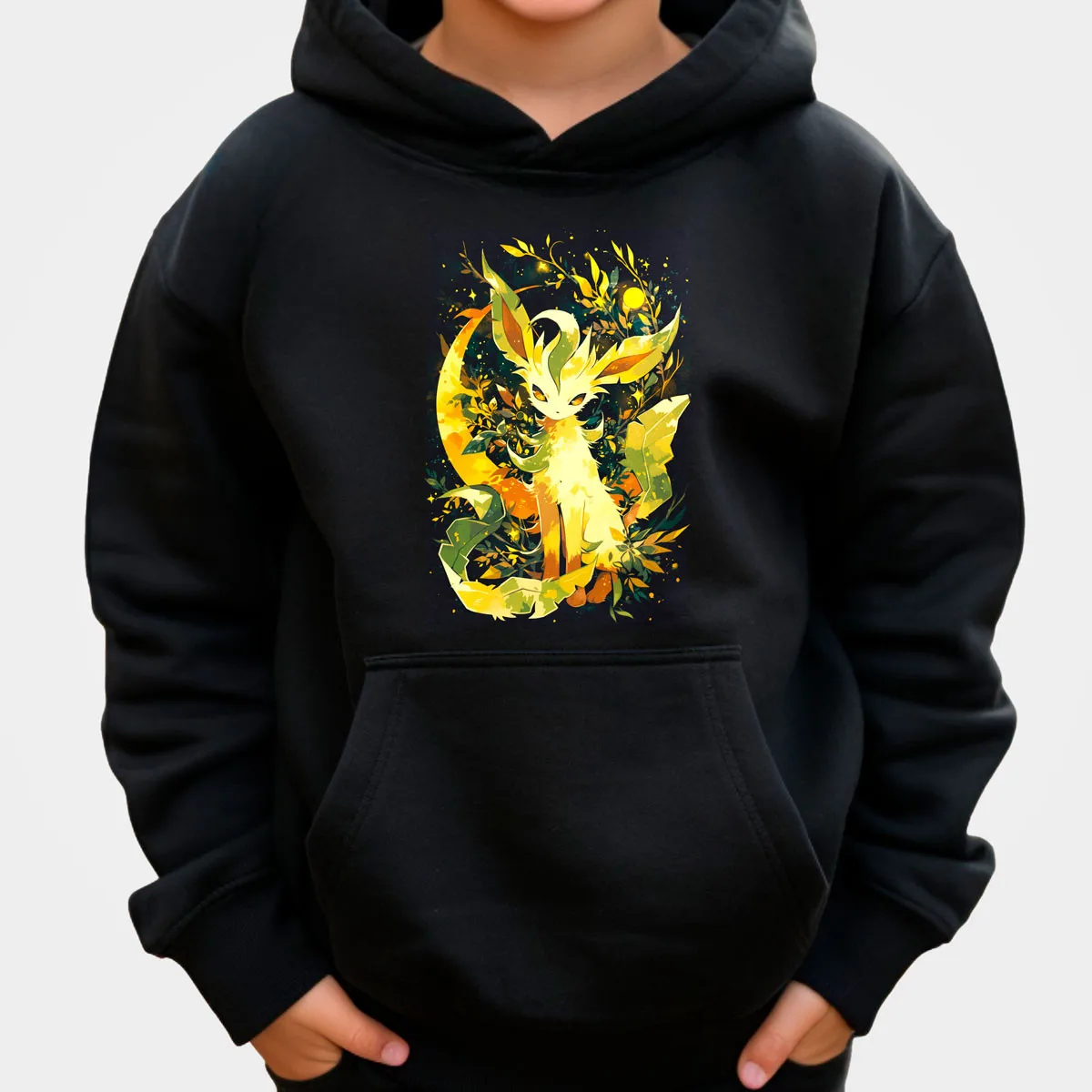 Pokemon Anime Pikachu Cotton Hoodie Black with Yellow Character Breaking Purple Energy Sphere Cracked Effect Loose Fit Casual