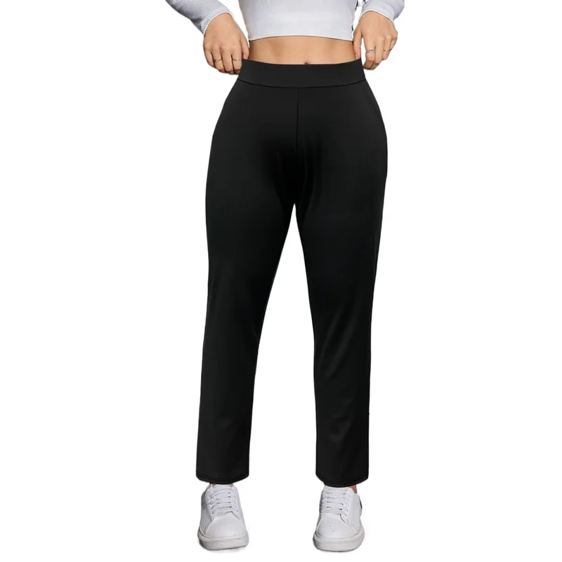 

Women's Plus Size Long Length Wide Leg Pants Elastic Waist Pockets