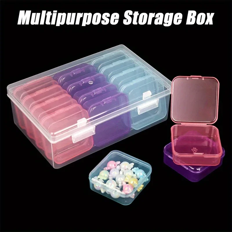 12 pcs/set of plastic storage boxes,  art jewelry brooches, nail art diamond beads, necklaces, rings and home storage supplies