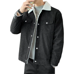 Winter Wear Harajuku Jacket Fleece Coat Men Black Clothes Warm Cashew Parkas Thicken Outerwear Fashion Streetwear Tops Male 4XL