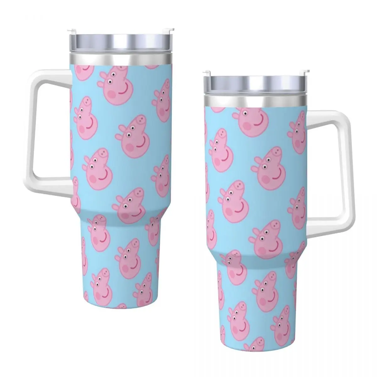 Peppaed Pig Cartoon Stainless Steel Tumbler Travelist Thermal Cups With Straws and Lid 40oz Mugs Cup Hot Drinks Water Bottle