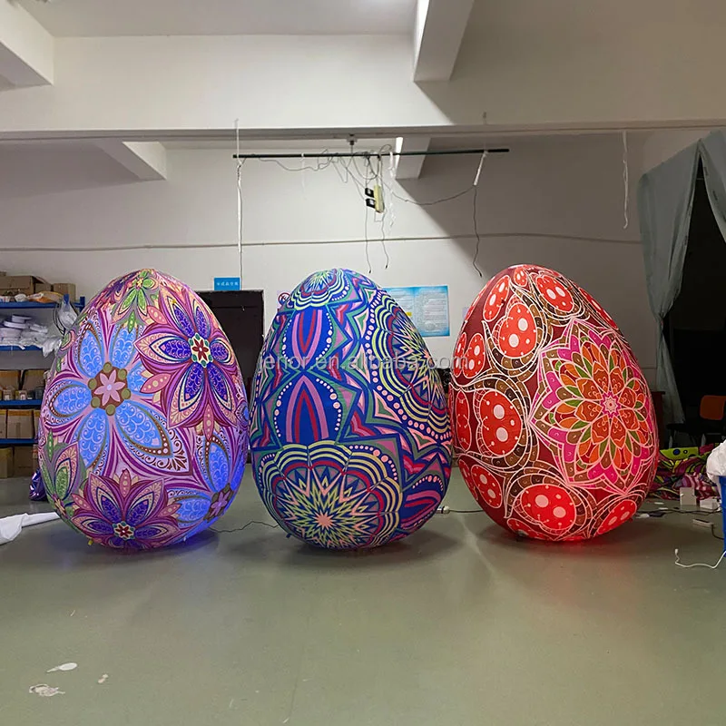 

Hot Sales Customized Inflatable Lighting Egg Shape Balloon for Yard Decoration