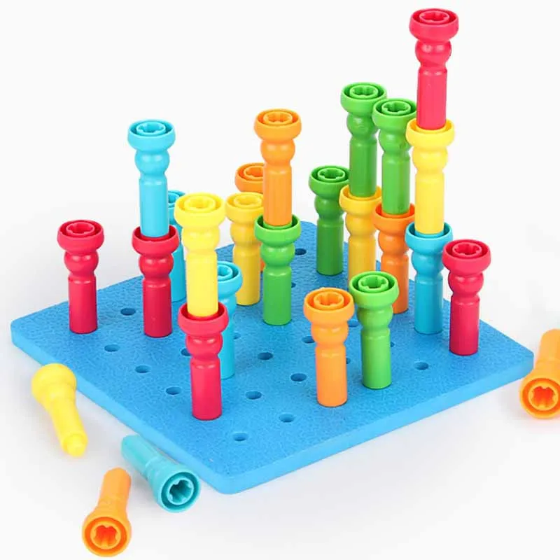 Kindergarten Pulling Nails Training Toys For Children Mushroom Nails Puzzle Board Kids Early Education Enlightenment Toys