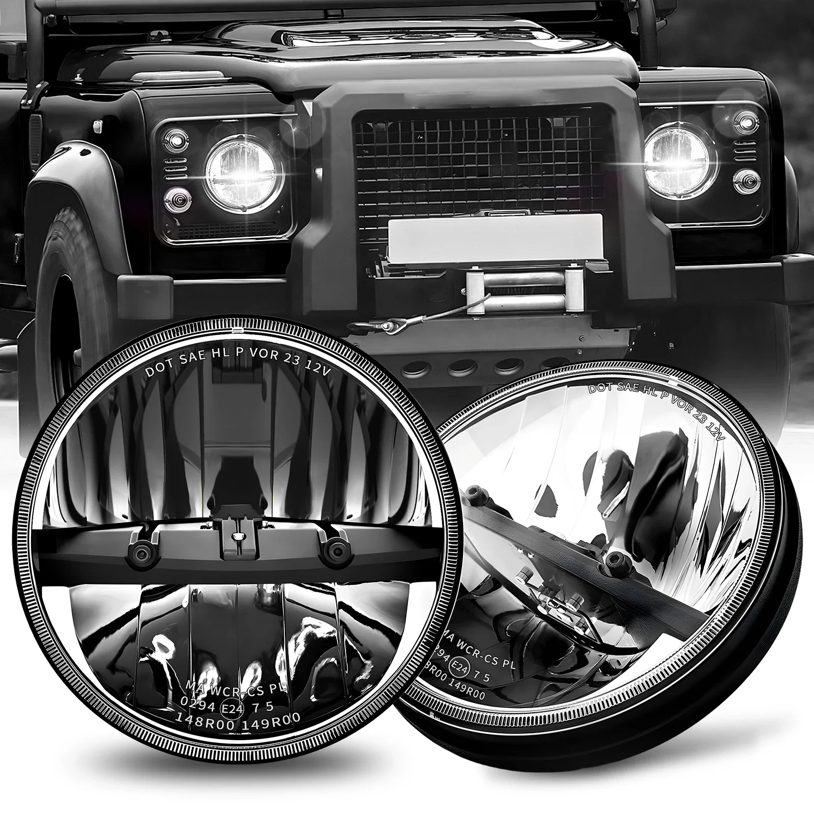 Braveway 2 Stück 7 Zoll LED-Scheinwerfer Rund 6000K Weiß Fern- und Abblendlicht für Offroad-Motorräder Wrangler 12V 24V IP68 1997-2018 TJ LJ