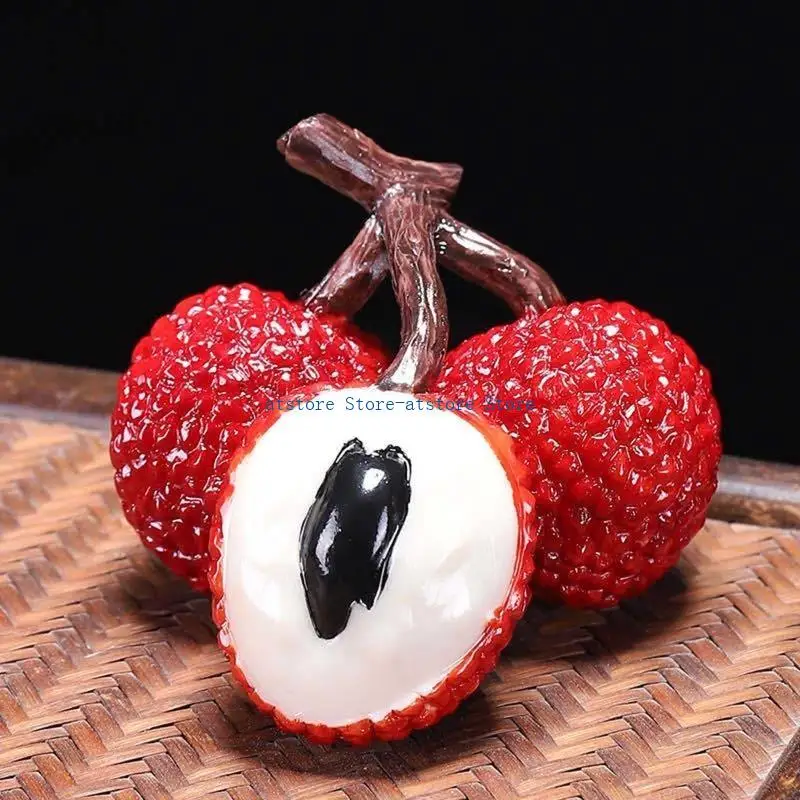 

H37D Color Change Litchi Tea Pet Gongfu Tea Simulation Fruit Resin Figurine