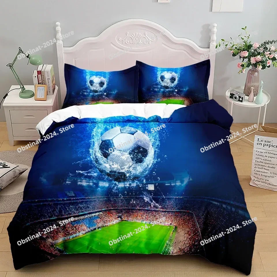 

Football Duvet Cover Set 3D Soccer Printed Boys Teens Bedding Set Sports Theme Double Queen King Size Comforter Cover