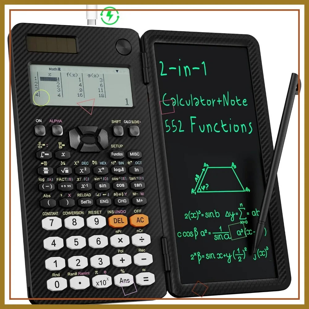 เครื่องคิดเลขวิทยาศาสตร์ 552 ฟังก์ชัน พร้อมจอ LCD สำหรับเขียน  ใช้พลังงานได้สองระบบ และหน้าจอแสดงผล 6 บรรทัด สำหรับนักเรียนและมืออาชีพ