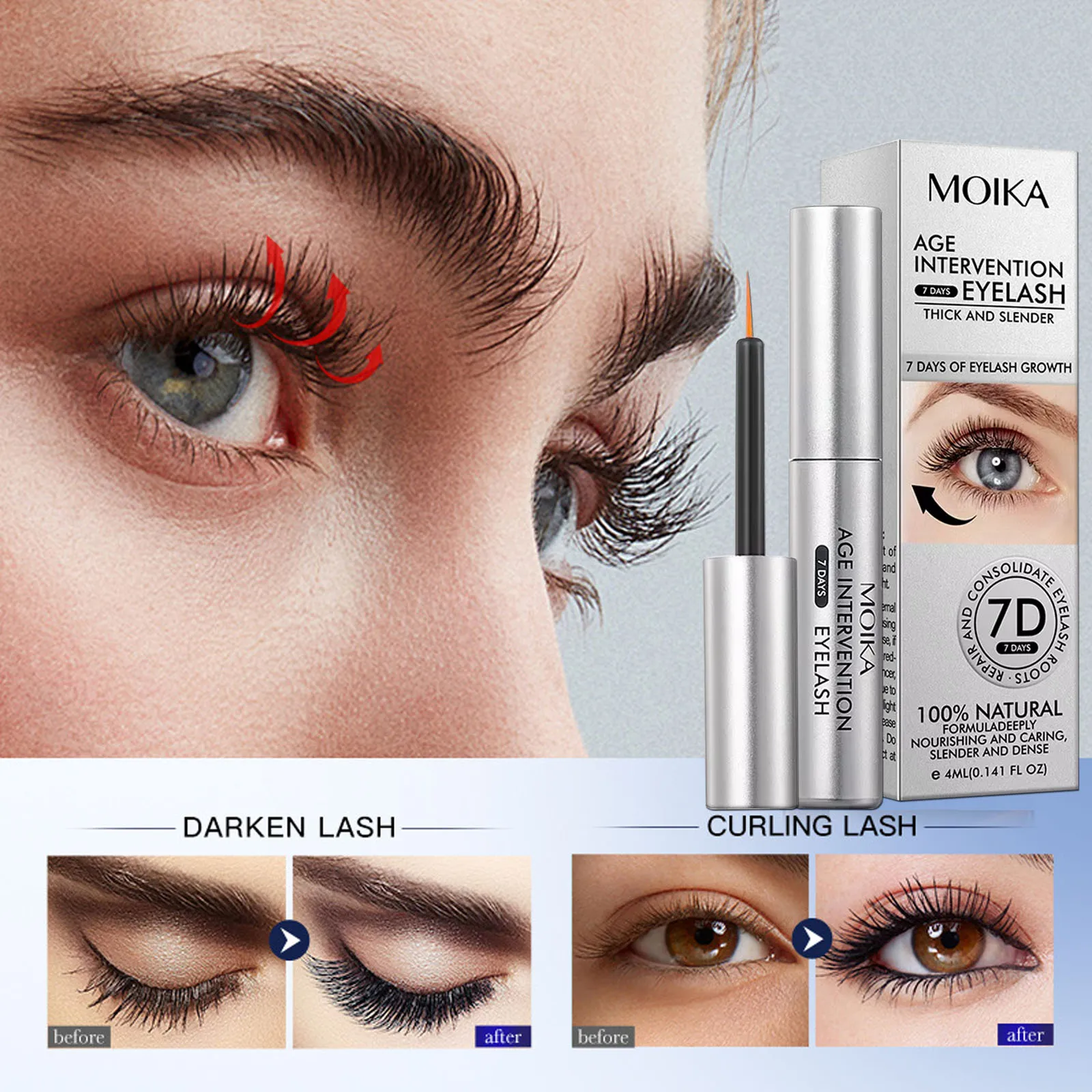 Suero para el crecimiento de pestañas y cejas, crecimiento rápido, previene la caída del cabello, tratamiento dañado, previene la calvicie, maquillaje para el cuidado de los ojos más completo y grueso