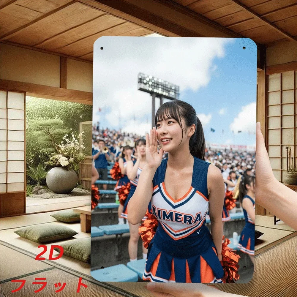 2027Vintage 2D Metal Tin Sign, Cheerleader Girl Art Wall Decor for Home, 8