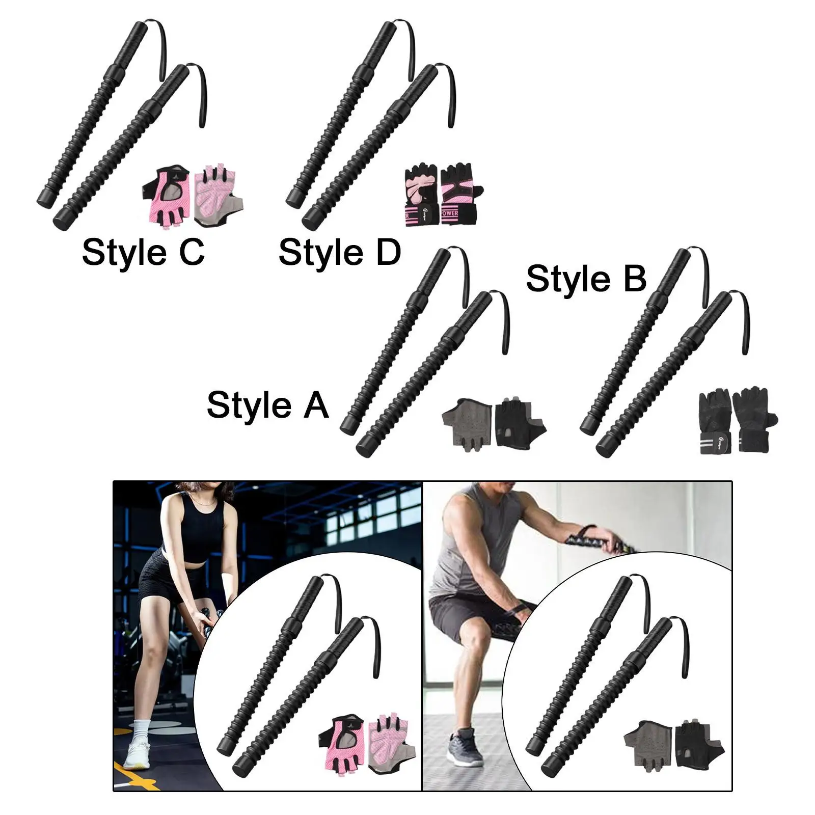 Ropeless Battle Handle Ergonomic Strength Training Rope Weighted Gym Workout Stick for Home Fitness Routine