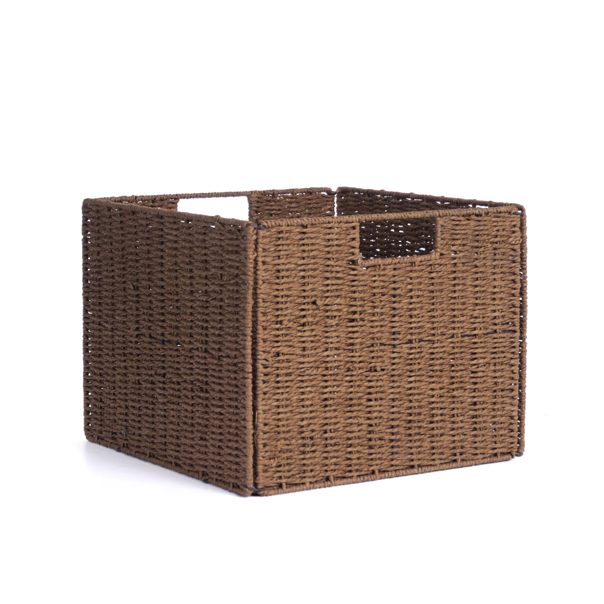 Customized square paper rope storage storage  folding  Bobai handicraft paper rope woven basket