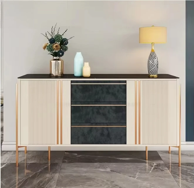 

Мебель в скандинавском стиле, легкие роскошные шкафы для гостиной, туалетный столик с шиферной столешницей, золотые ножки из нержавеющей стали, стол-буфет