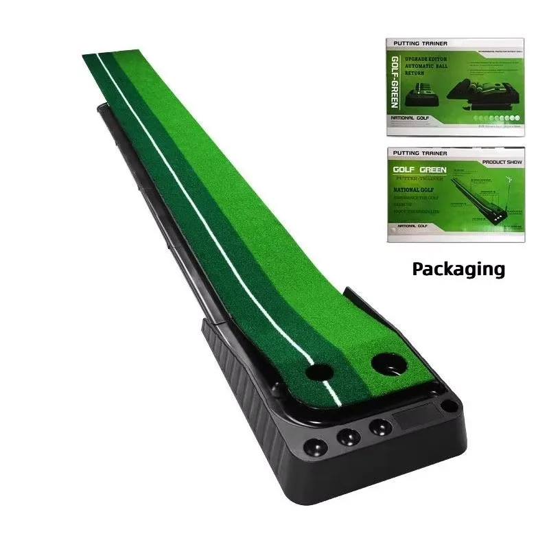 Foldable 2.5M/3M Golf Putting Trainers Golf Green Mats with Automatic Ball Return Track & Barrier