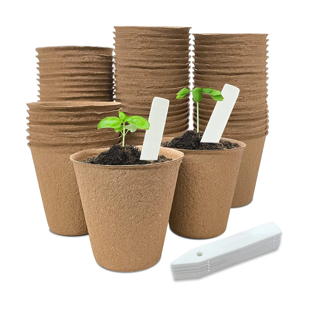 50 Pieces of 8 cm Peat Flowerpots, Biodegradable and Environmentally Friendly Round Plant Seedling Kit