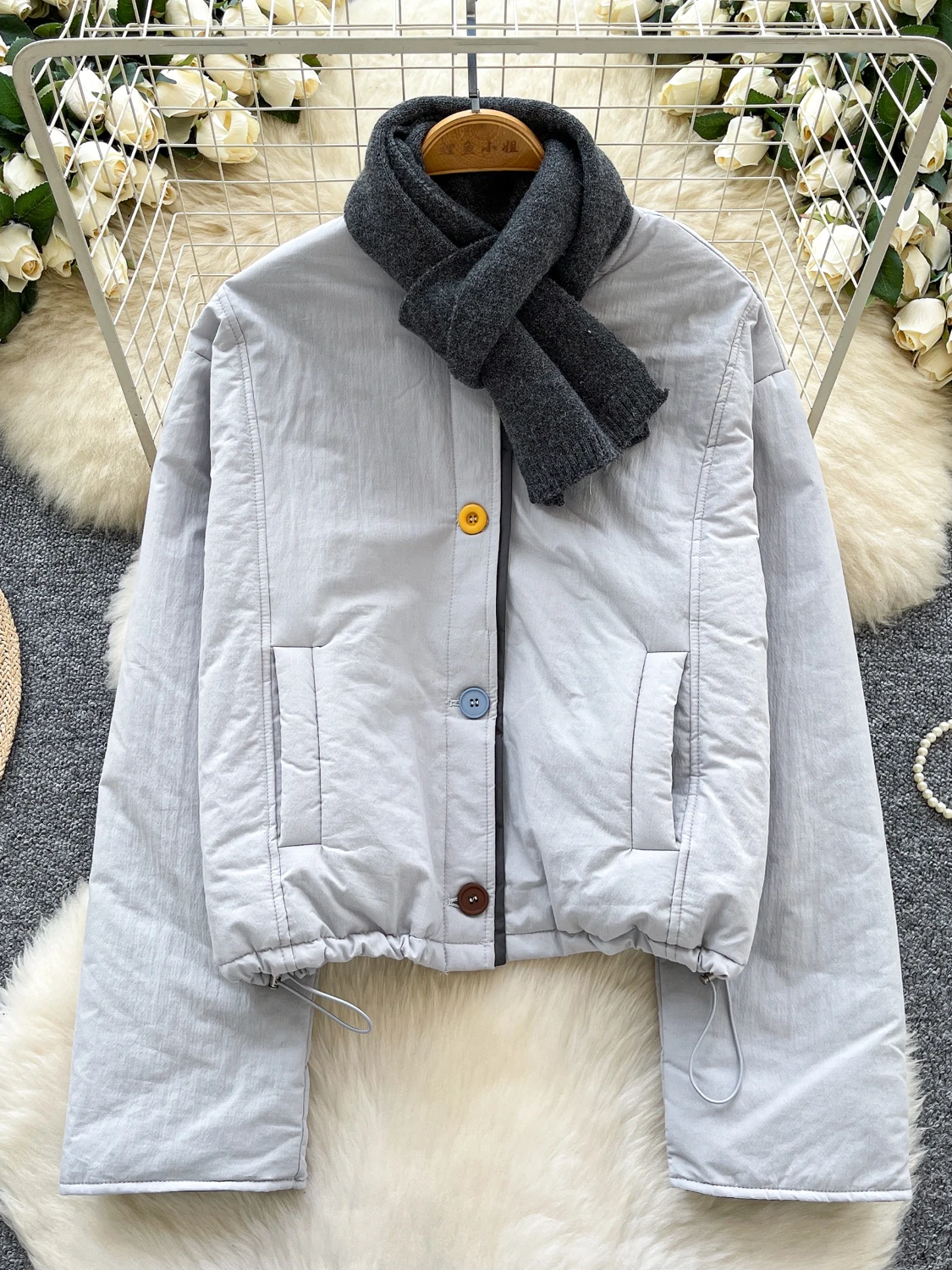 Faionable ort algodón Jaet mujer invierno coreano Sle calidez bufanda de punto Top a juego abrigo de mujer Casual largo Sve