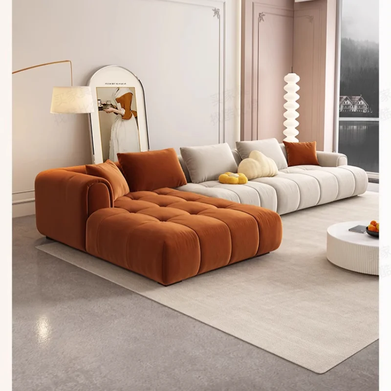 Technology Fabric Sofa Modern Light Luxury Small Apartment Living Room Cream Straight Cloud Puff Internet Celebrity Furniture