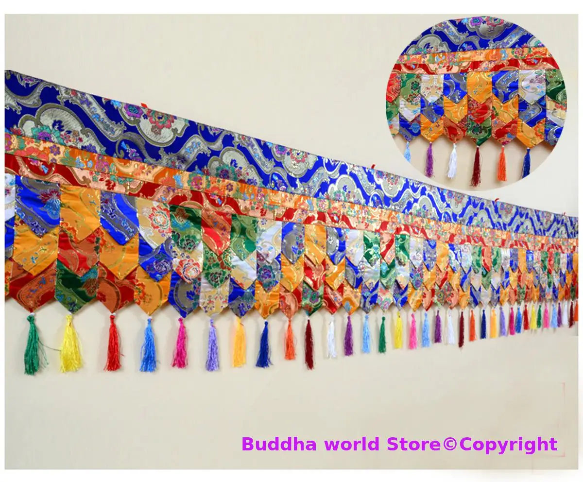 

3 Meters long Wholesale Buddhist supplie Buddhism family Temple Embroidery wall Hanging table Altar Enclosing curtain draperies