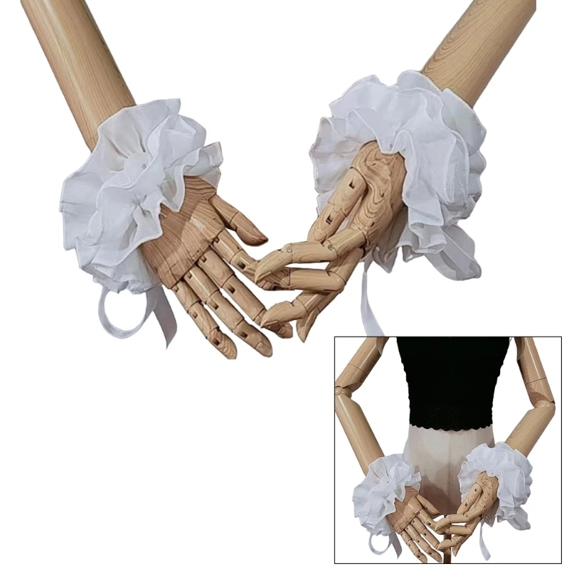 Victorians Neck Ruff Collar Renaissances Ruffled Wrist Cuffs Halloween Costume Dropship