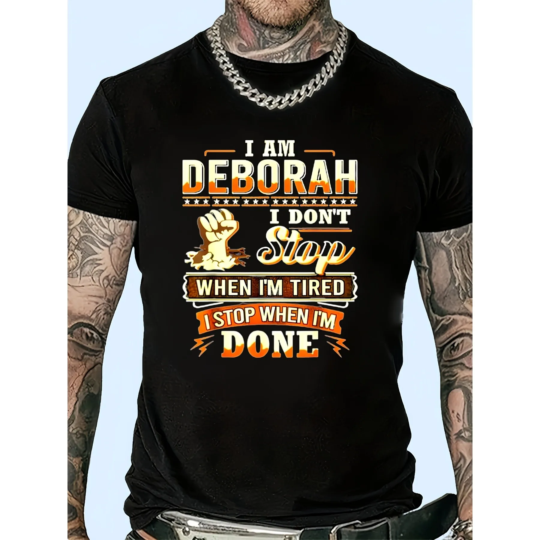Футболка с графическим принтом Deborah I Don't Stop When I'm Tired, удобная хлопковая футболка с круглым вырезом для мужчин