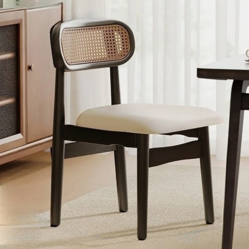 Medieval rattan back dining room chairs retro Household solid wood dining chairs Light Luxury krzesła do jadalni Furniture