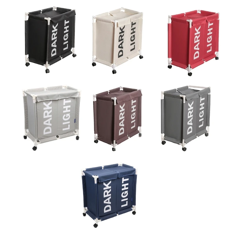 

2 Section Foldable Laundry Basket Dirty Clothes Hamper with Lid Multifunctional Sorter Basket Bin Clothing Storage Bag