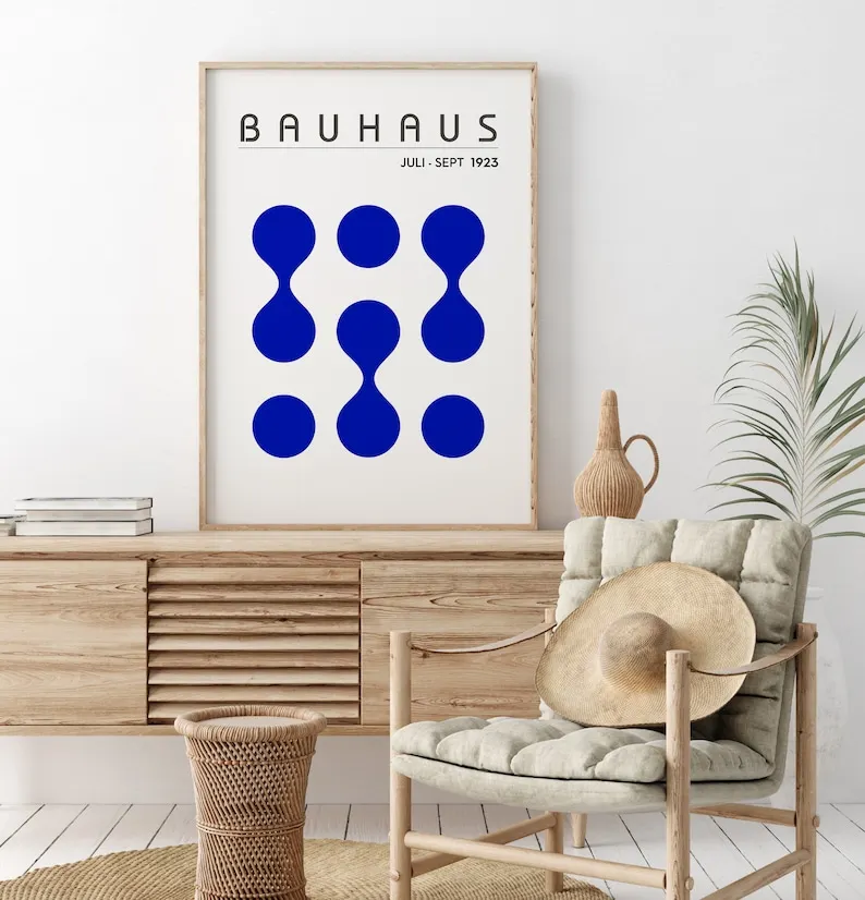 ملصق باوهاوس أزرق بسيط ، ديكور غرفة حديث ، طباعة قماش ، فن جداري قديم ، ملصق معرض #5