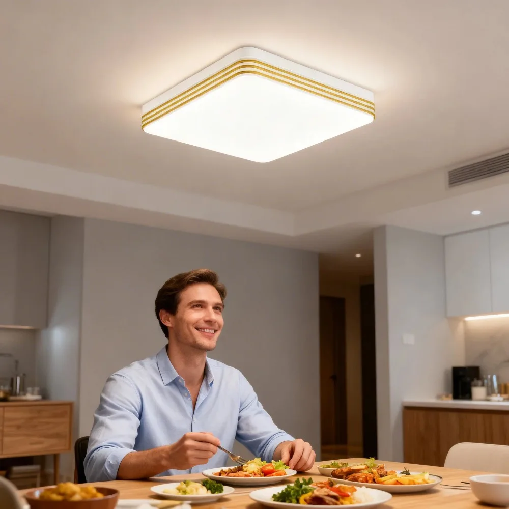 Lámpara de techo LED cuadrada moderna, 85-220V, luz de techo LED de 18W, 24W, 36W, 48W, para el hogar, dormitorio, sala de estar, luz de techo interior