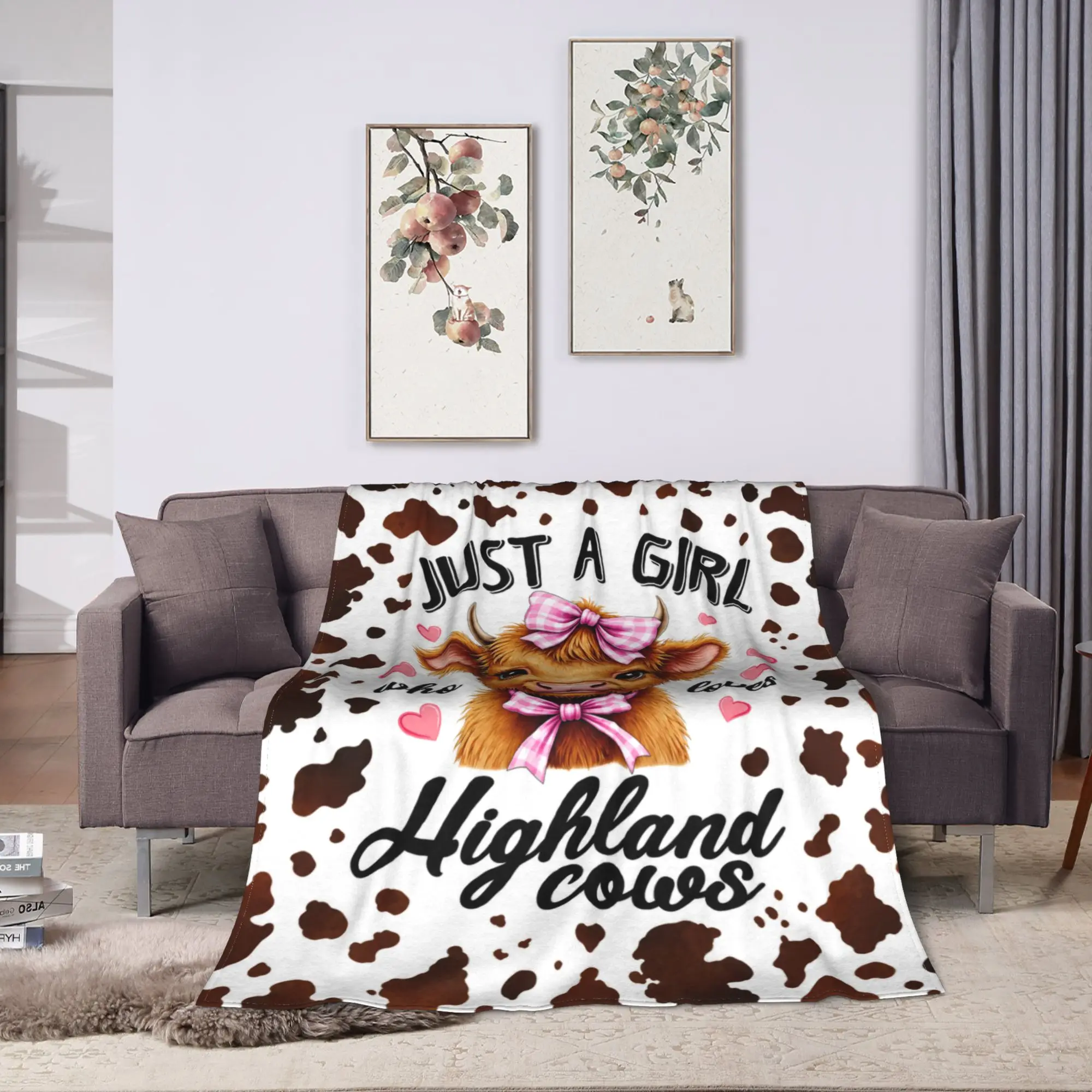 Cozy Throw Blanket Camping Just A Girl Who Loves Highland Cows Blankets  Flannel Bedspread For Sofa Home Casual Sofa Bed Cover
