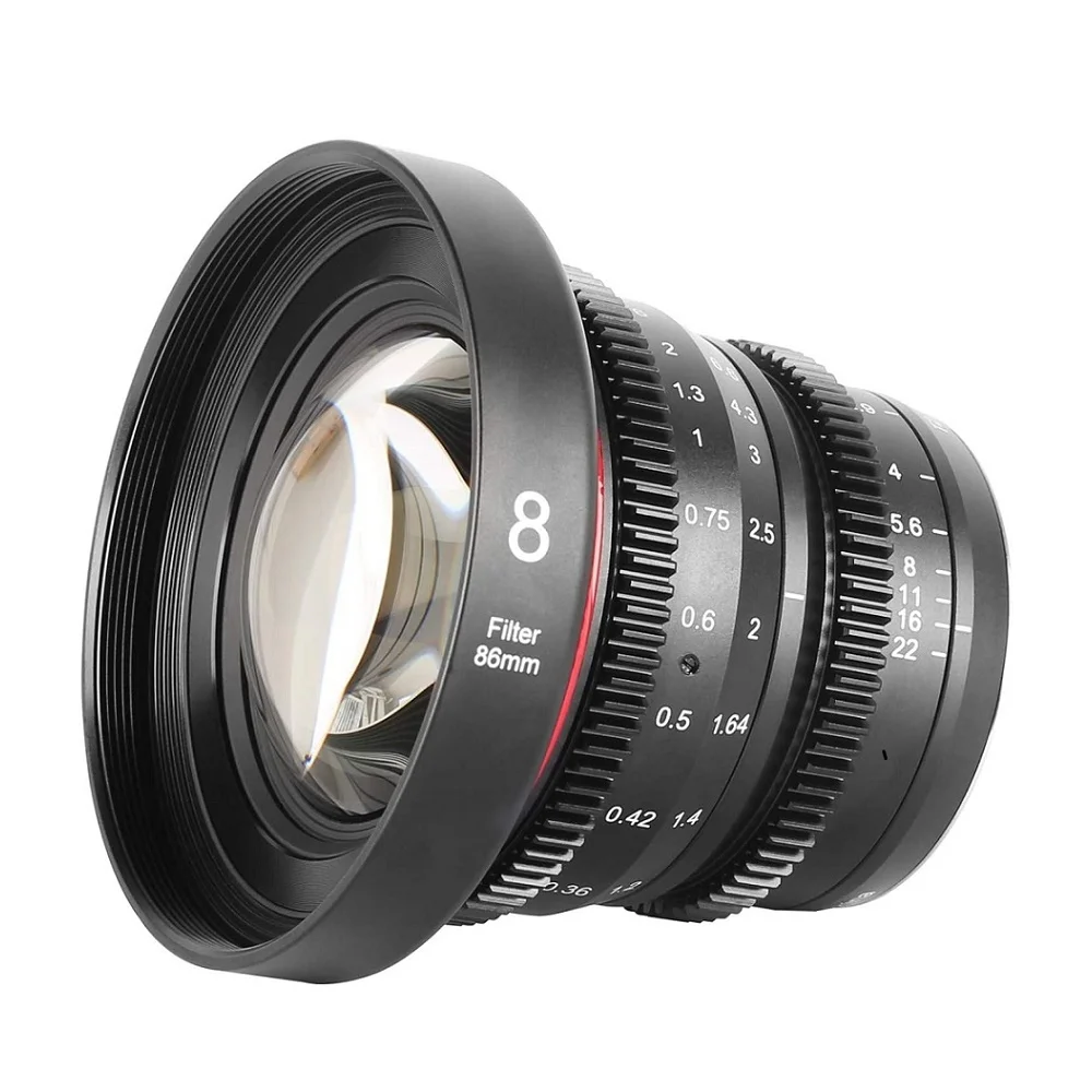 Meike 8mm T2.9 lente Cine de enfoque Manual de gran apertura para cámaras Olympus Panasonic Lumix M4/3 montura GH2 GH3 GH5 G6 G9 OMD-EM10