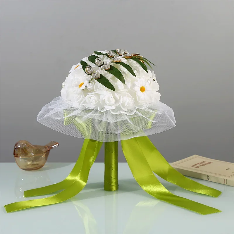 

Silk rose bridal bouquets, hand-held fake rose bouquets with ribbons, used for proposals, engagements and wedding decorations