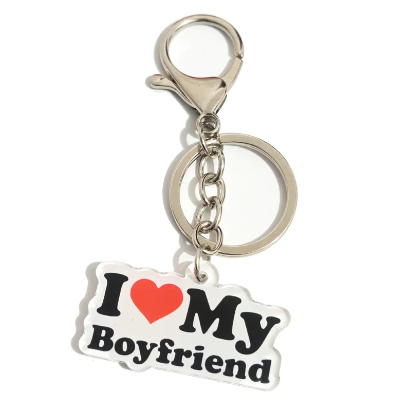 

women's slogan i love boyfriend acrylic keychain fashion trendy couple lovers girlfriend keychain birthday valentine's day gift