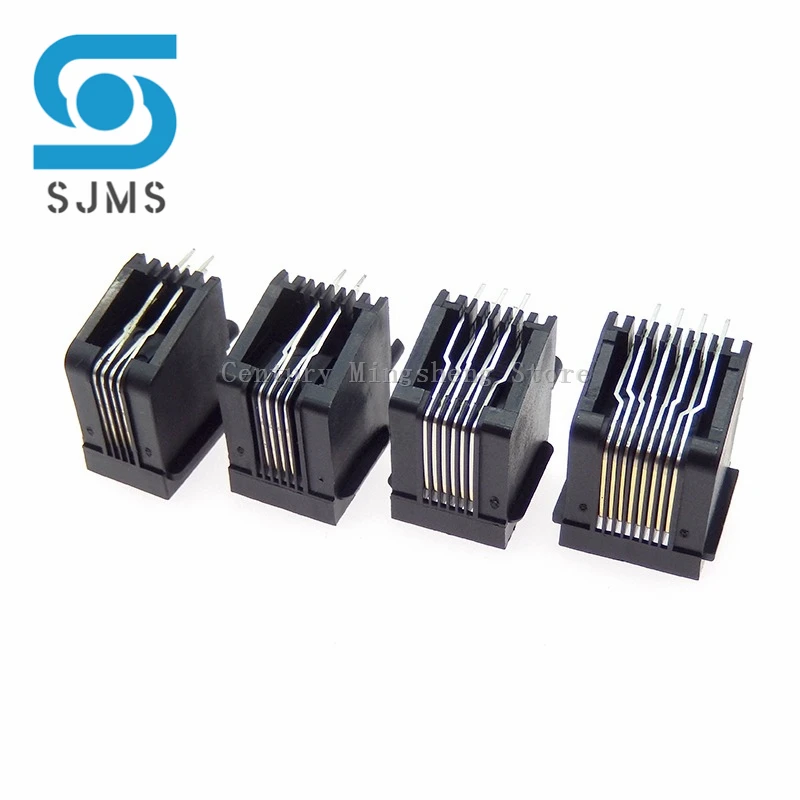 5PCS 5722 57 - 4P4C 6P6C 6P4C 8P8C RJ11  RJ12 Telephone socket Curve Pin Female hole phone connector 4pin 6pin 8pin PCB