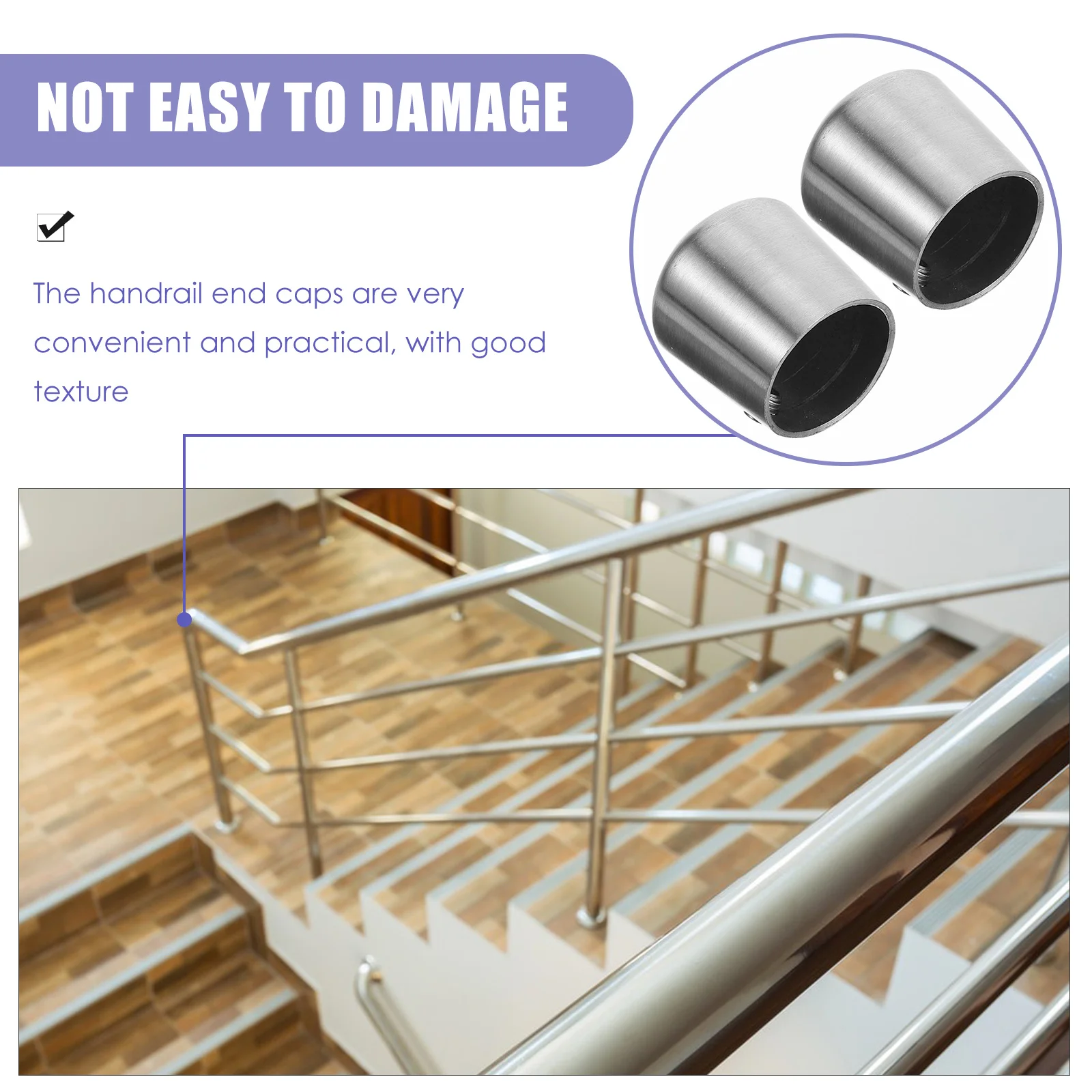 

2Pcs StainlessSteel RoundPipe Plugs StairHandrail ColumnCaps TubeRailingPlugs DeckMetalEnd Caps IndoorStairs DIYProjects