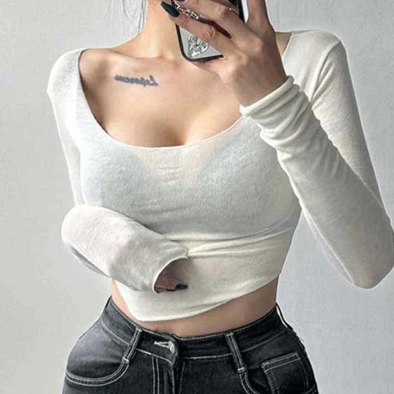 Women Summer Sexy Sleeveless T-Shirts Tops Solid Slim Fit Pullovers Causal Tees Shirts Female Streetwear Basics Tees See Through