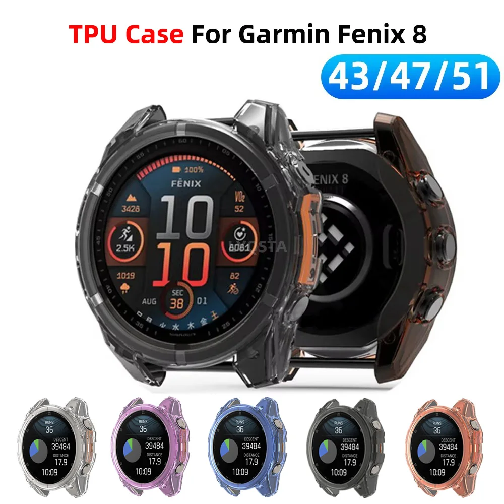 Hot TPU Case For Garmin Fenix 8 43mm 47mm 51mm Protector Samrt Watch Strap Shell For Garmin Fenix8 Cover Bumper Skin Accessories