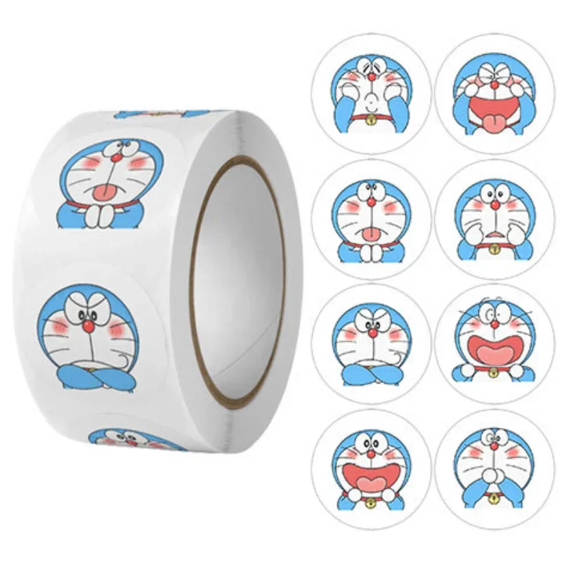 500 Sheets/Roll Anime Doraemon Toy Stickers Action Figure for Cars Bags Decoration Kawaii Sticker Children Reward Stickers Gift