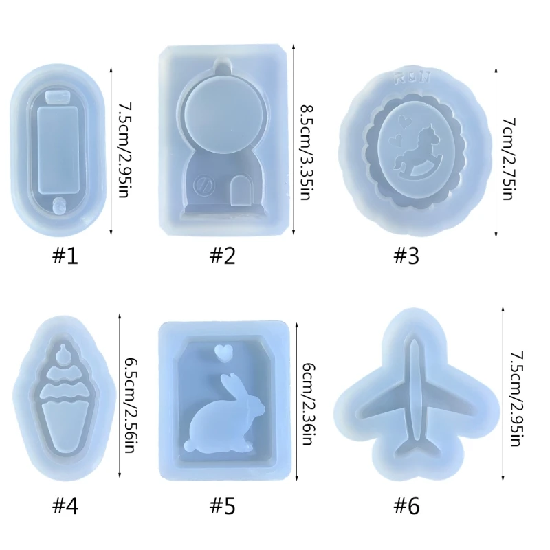 Glossy Silicone Decor Molds Various Styles Ornament Keychain Mold DIY Pendant R3MC