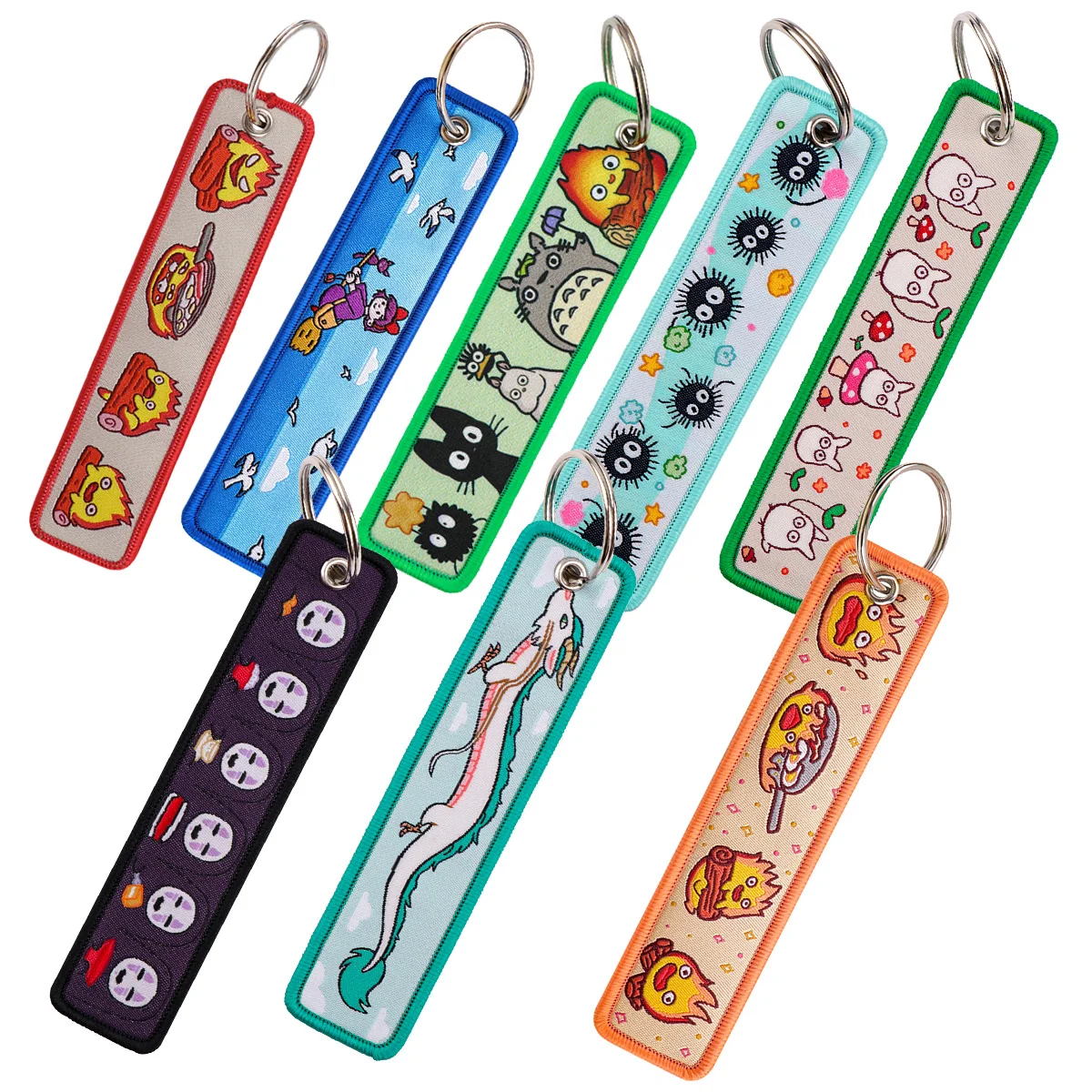 Manga Embroidered Keychains Key Fobs Key Tags Cute Cartoon Key Rings for Bags Cars Collectible Gifts for Anime Fans Accessories