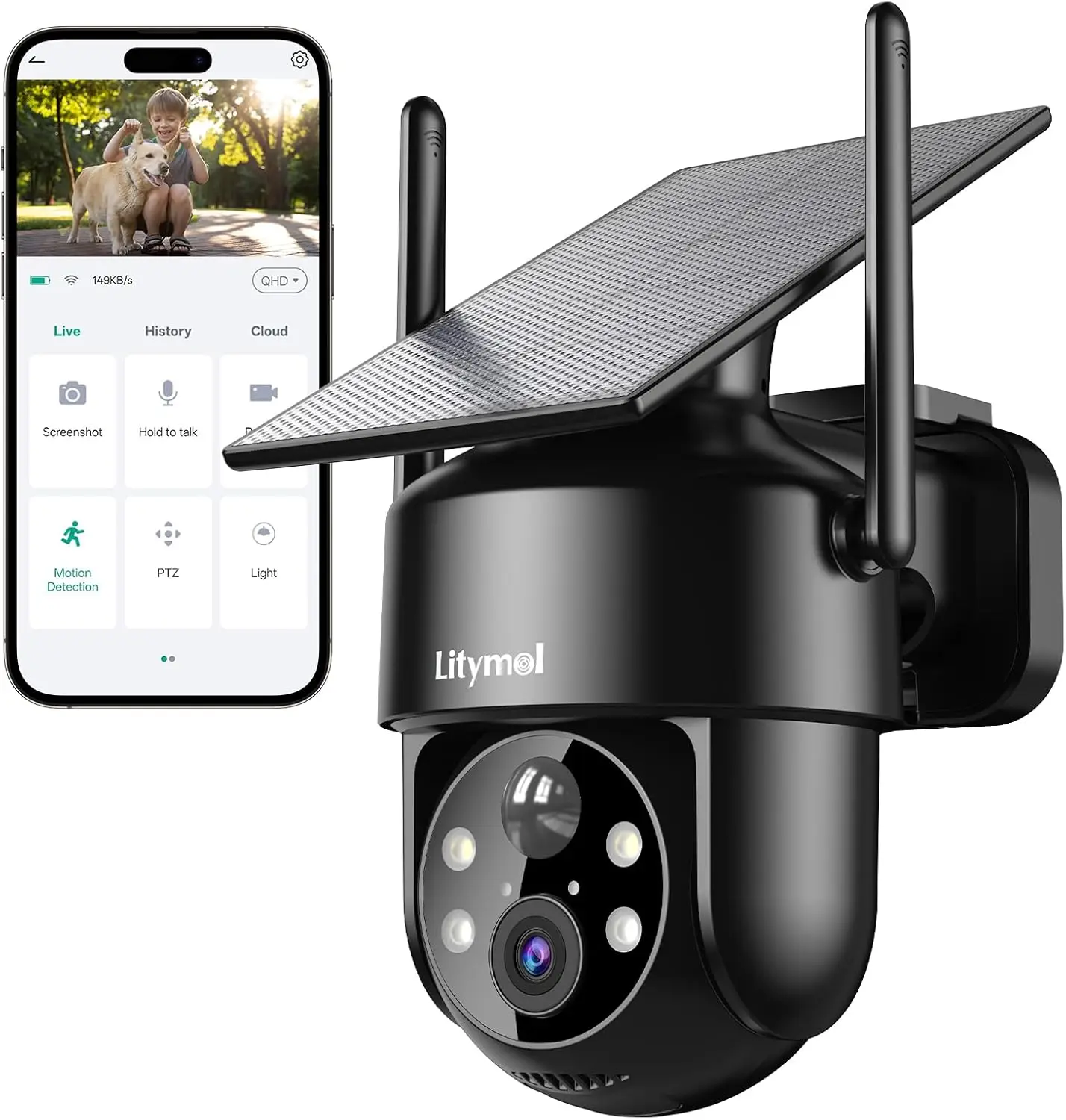 

2K Solar Security Camera with Color Night Vision, AI Detection, 2-Way Audio, Wireless Outdoor for Home