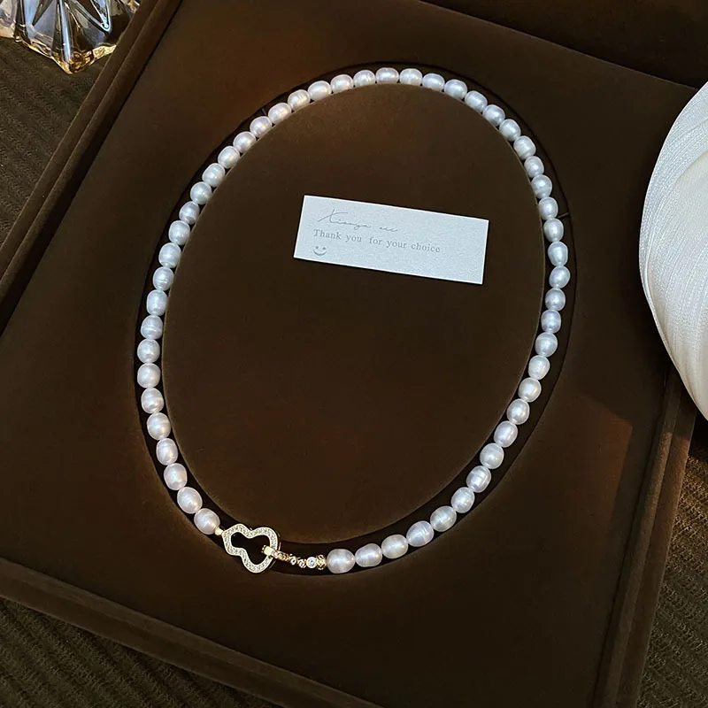 High Quality Trendy Calabash Design Natural Freshwater Pearl 14K Gold Filled Lady Chain Necklace Jewelry Women Birthday Gifts