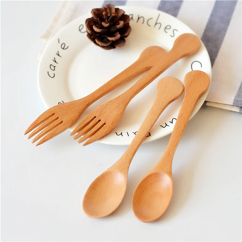 

Wooden Spoons Forks Set Wooden Utensil Set Reusable Natural Wood Flatware Set for Cooking Stirring Eating