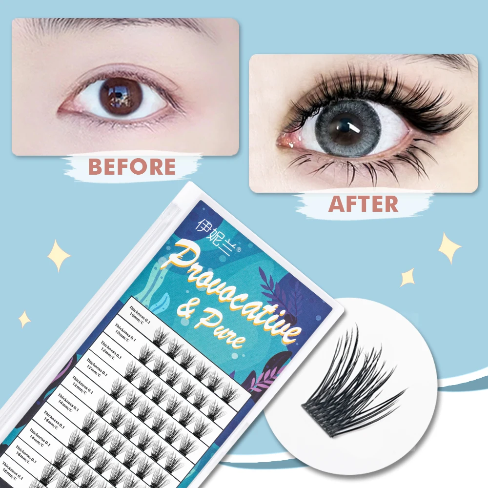 Cluster Lashes Mix Length DIY Eyelash Extensions Segmented Volume Fans Wispy Individual False Lashes Makeup