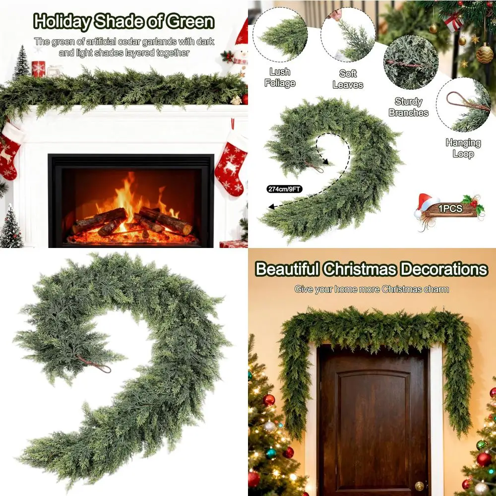 

Realistic Cedar Artificial Christmas Garland with 225 Branches for Indoor/Outdoor Holiday Decor