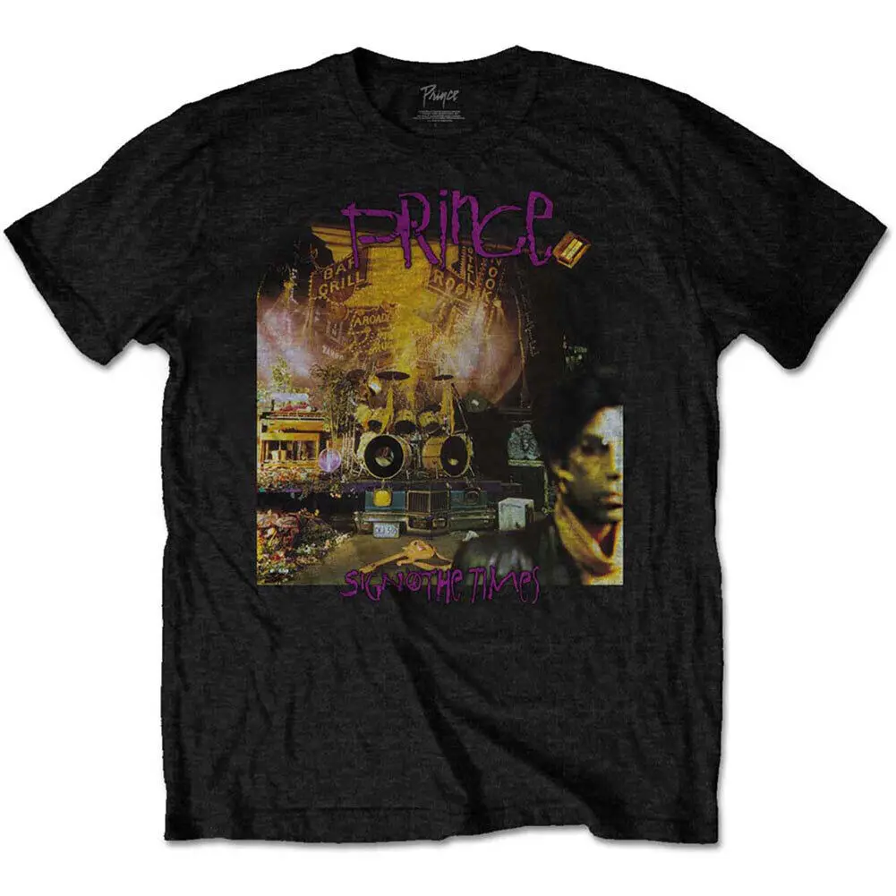 Мужская футболка Prince Sign O The Times Album Slim Fit, большая черная