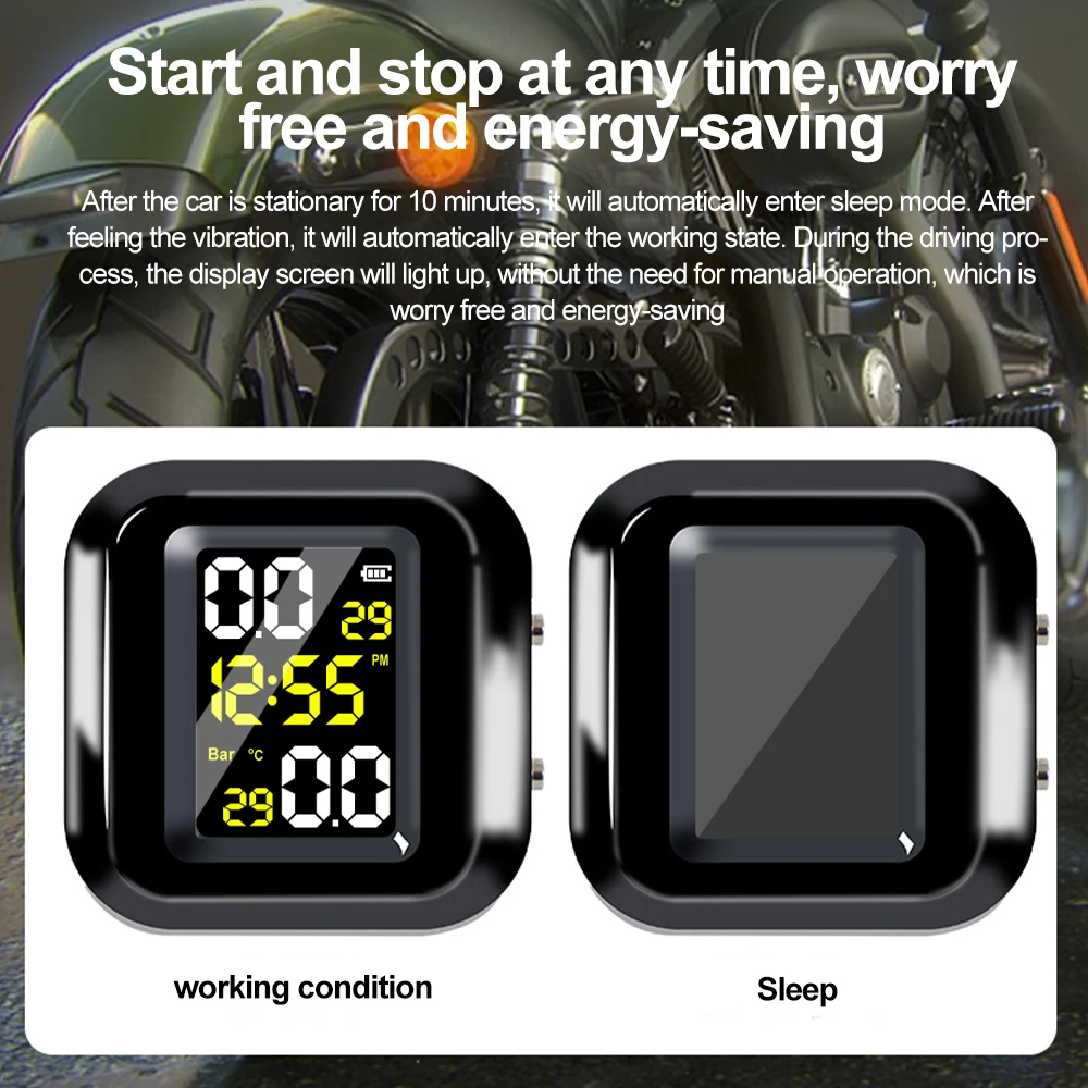 Sensori di pressione dei pneumatici per moto TMPS con schermo colorato Sistema di monitoraggio della pressione dei pneumatici Sensore esterno per pneumatici a 2 ruote