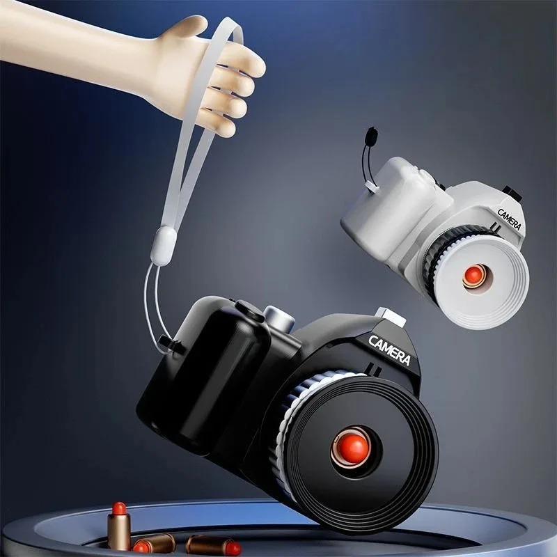 Trucco Divertente Fotocamera Giocattolo Pistola Shell Telecamere da lancio Giocattolo Creativo Decompressione Lancio Divertente Soft Bullet Spy Telecamere Giocattolo da tiro