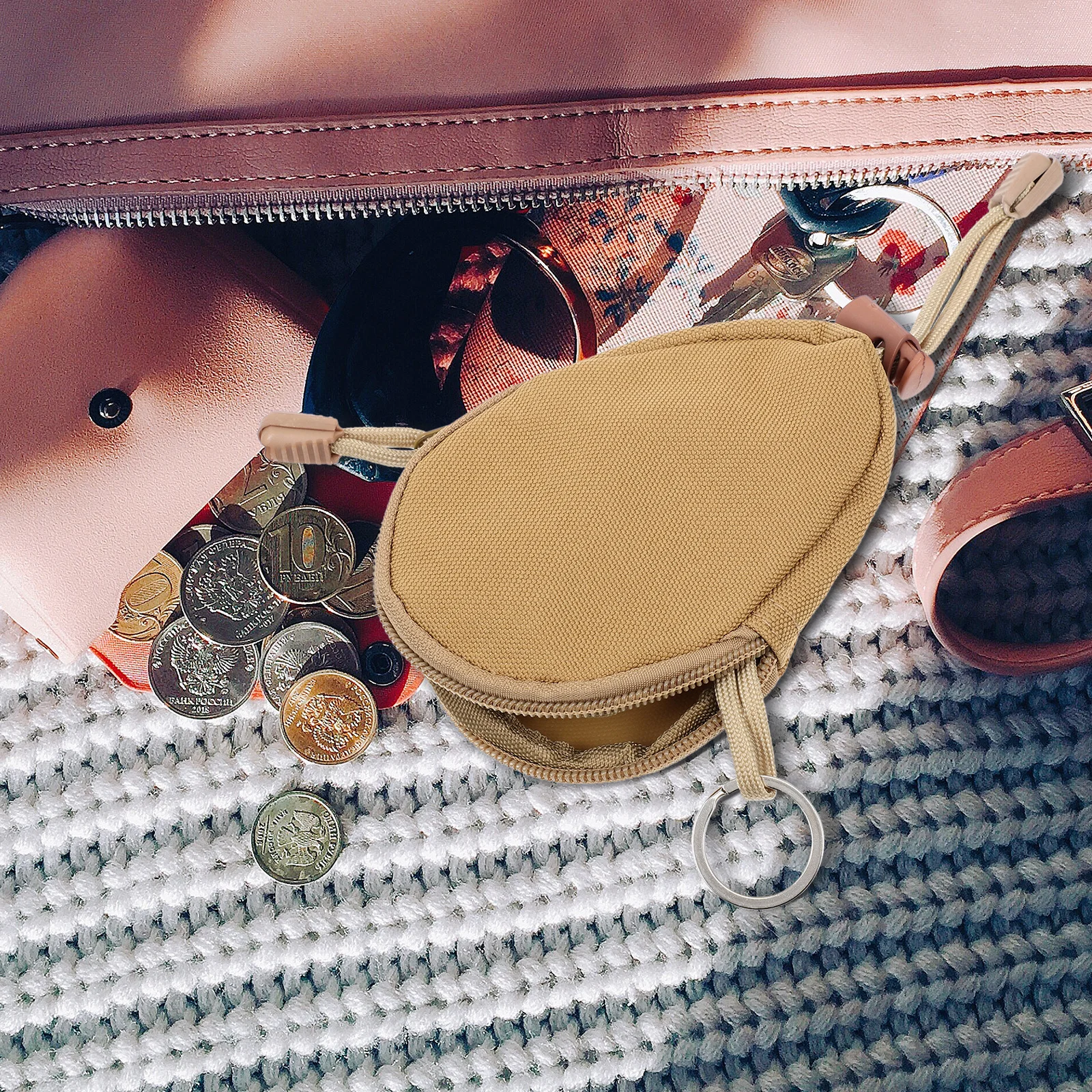 حقيبة مفاتيح خارجية عالية الجودة من قماش أكسفورد حامل مفاتيح مدمج للاستخدام اليومي أثناء السفر والتسوق حل تخزين خفيف الوزن #2