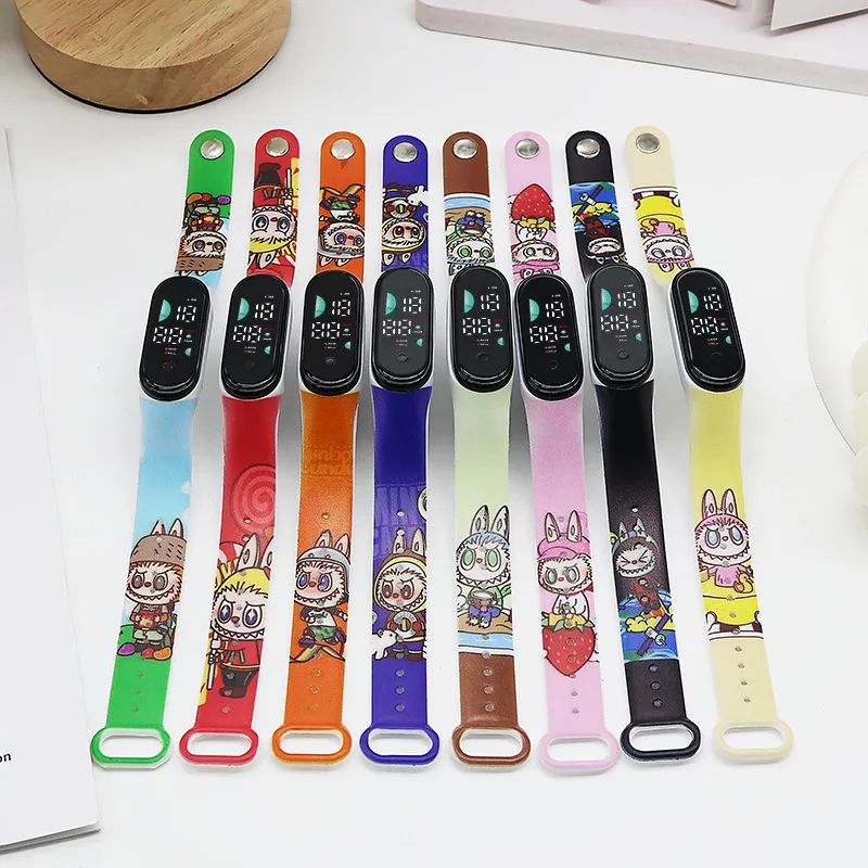 50pcs/lot Cartoon Digital Kids Watches Anime Figures LED Watch Touch Waterproof Electronic Sports Watch Kids Birthday Gift